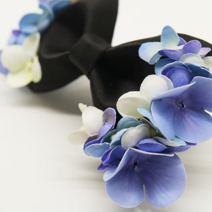 Nœud papillon pour homme avec fleurs artificielles violettes et blanches