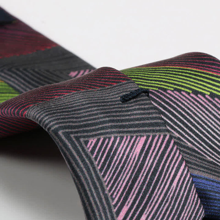Cravate moderne à lignes géométriques multicolores pour homme