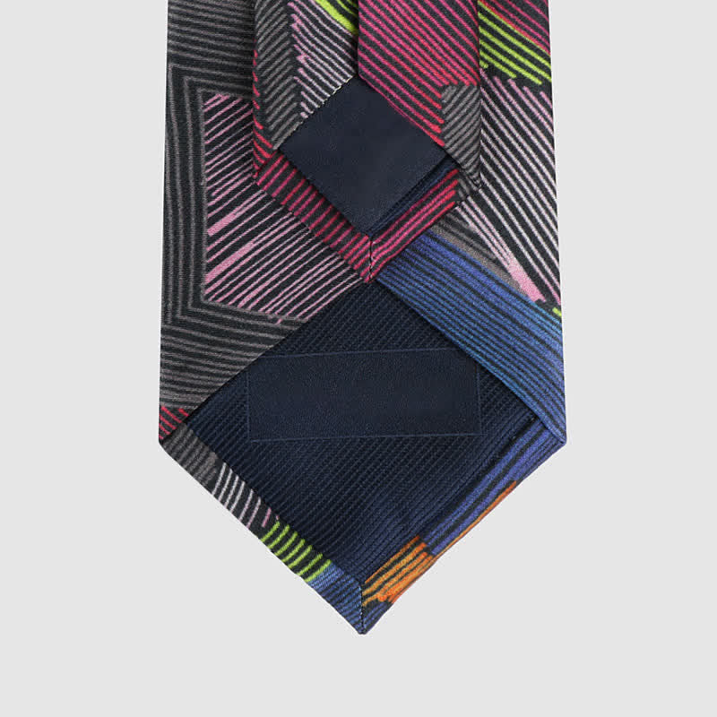 Cravate moderne à lignes géométriques multicolores pour homme