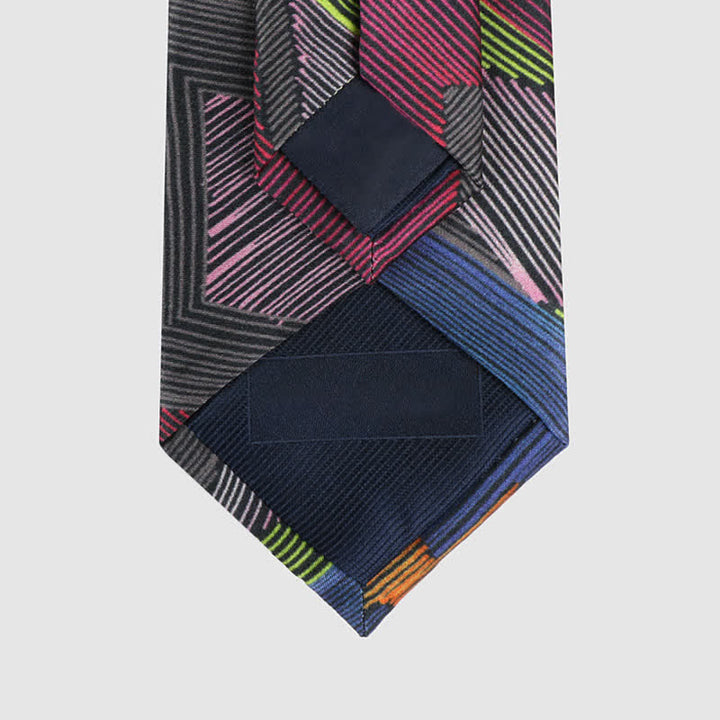 Cravate moderne à lignes géométriques multicolores pour homme