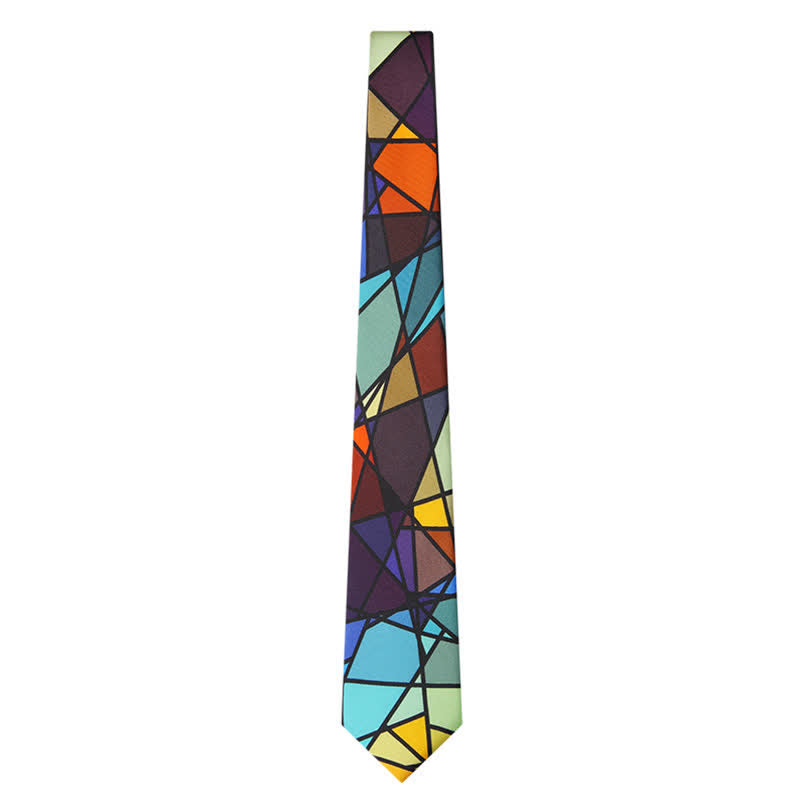 Cravate pour homme à imprimé coloré mosaïque abstraite