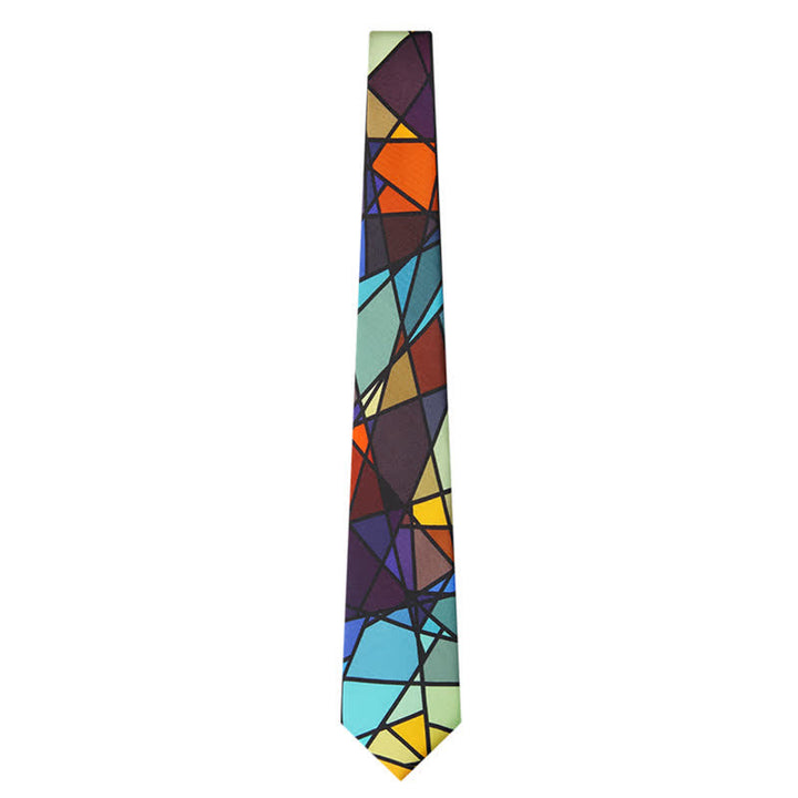Cravate pour homme à imprimé coloré mosaïque abstraite