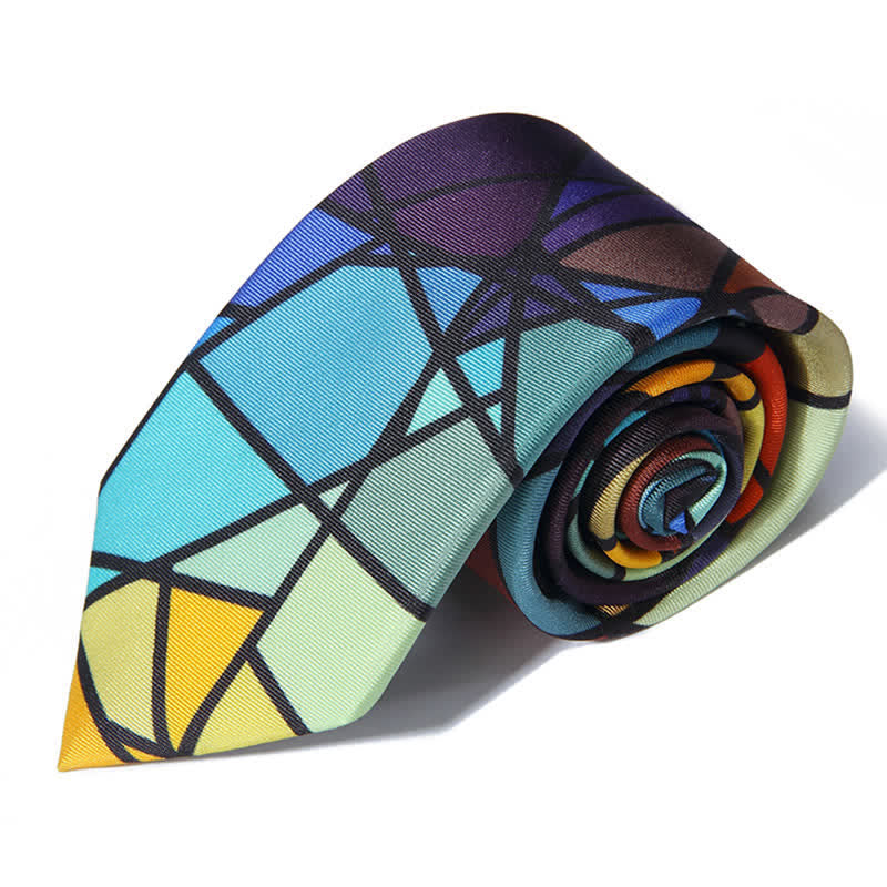 Cravate pour homme à imprimé coloré mosaïque abstraite