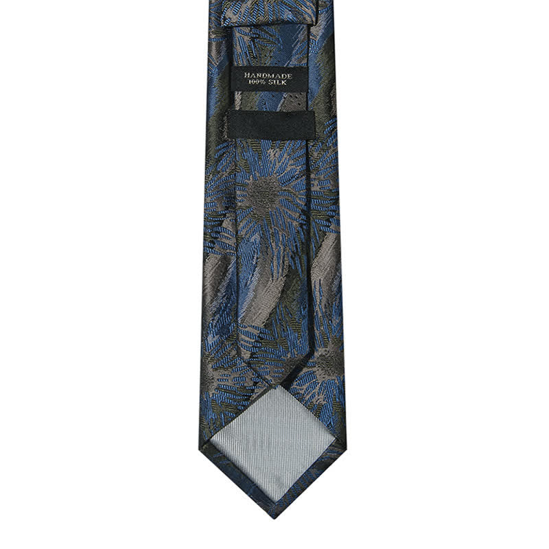 Cravate vintage à motif floral gris et bleu pour homme