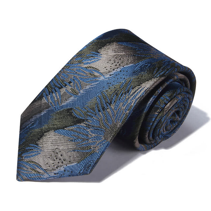 Cravate vintage à motif floral gris et bleu pour homme