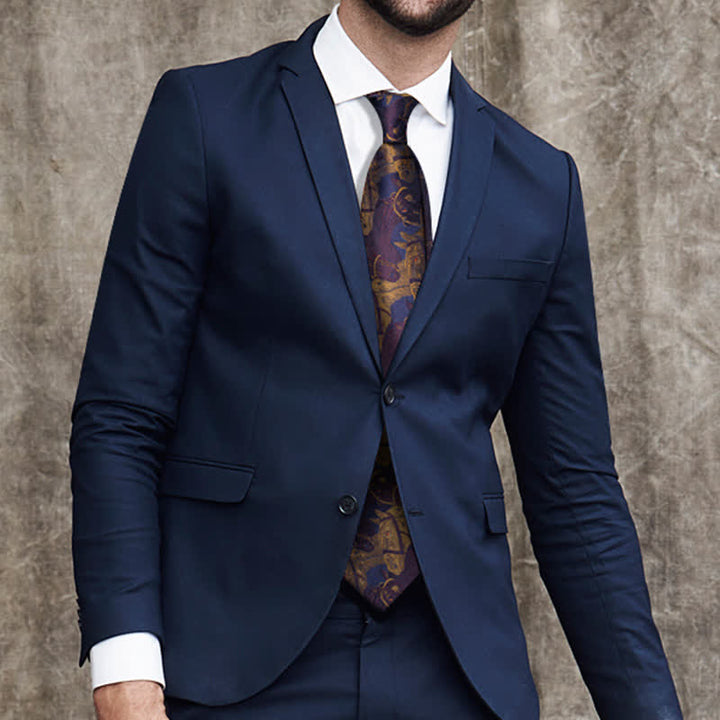 Cravate Jacquard Cheval Violet et Verge d'Or pour Homme