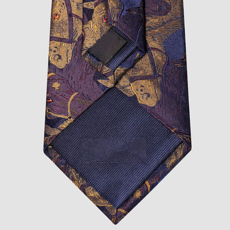 Cravate Jacquard Cheval Violet et Verge d'Or pour Homme