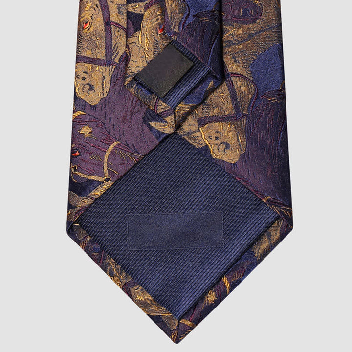 Cravate Jacquard Cheval Violet et Verge d'Or pour Homme