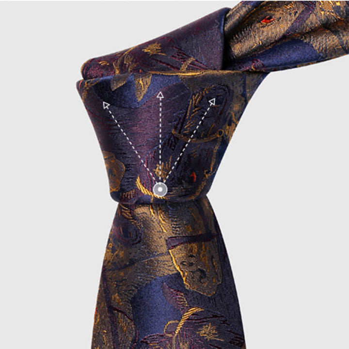 Cravate Jacquard Cheval Violet et Verge d'Or pour Homme