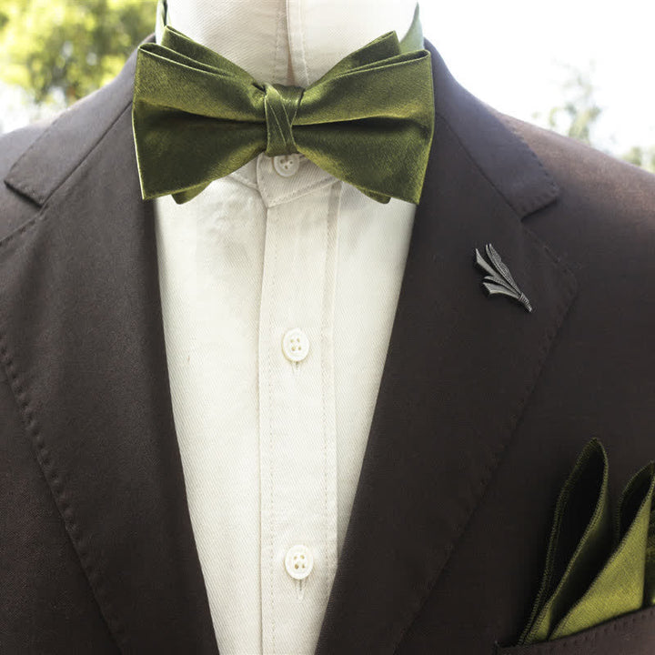 Nœud papillon double épaisseur de couleur unie pour homme