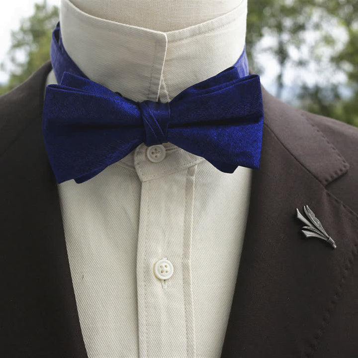 Nœud papillon double épaisseur de couleur unie pour homme
