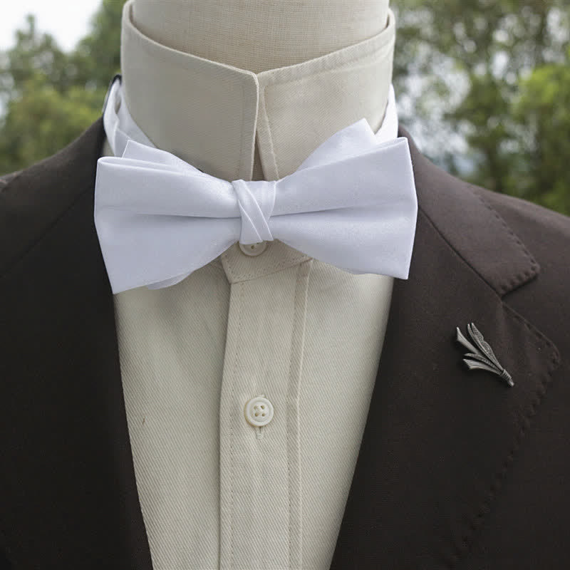 Nœud papillon double épaisseur de couleur unie pour homme