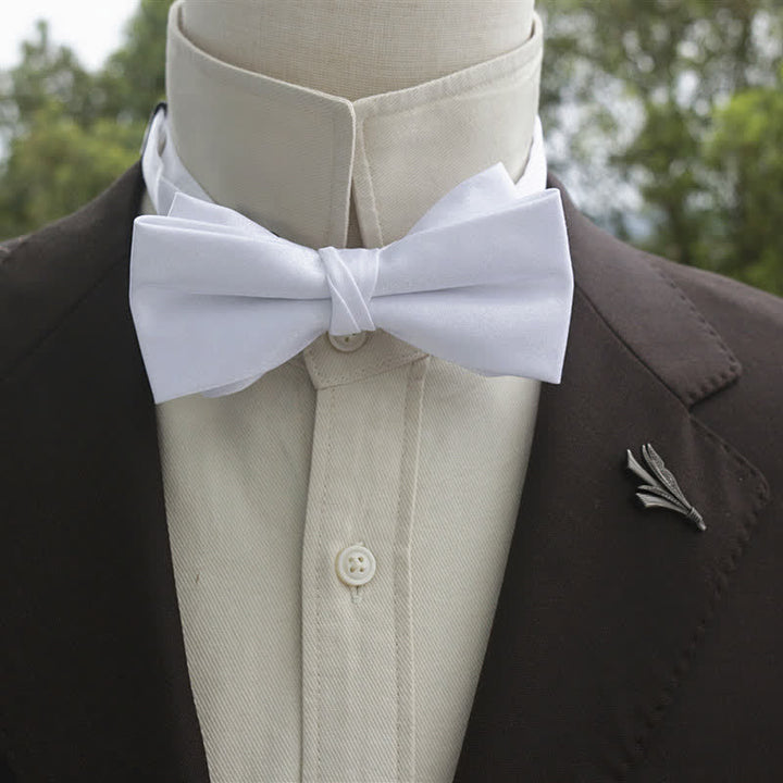 Nœud papillon double épaisseur de couleur unie pour homme