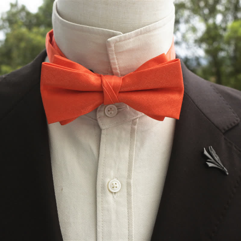 Nœud papillon double épaisseur de couleur unie pour homme