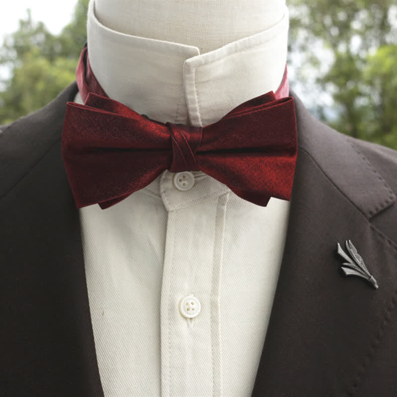 Nœud papillon double épaisseur de couleur unie pour homme