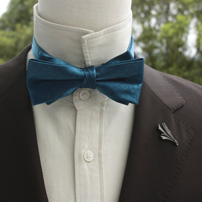 Nœud papillon double épaisseur de couleur unie pour homme