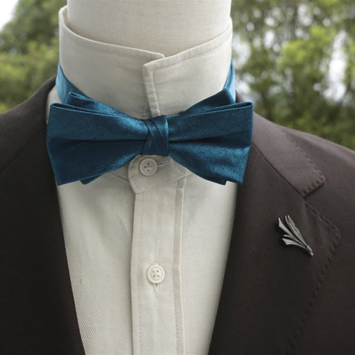 Nœud papillon double épaisseur de couleur unie pour homme