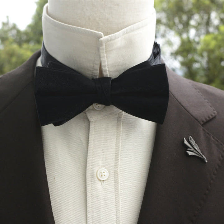Nœud papillon double épaisseur de couleur unie pour homme