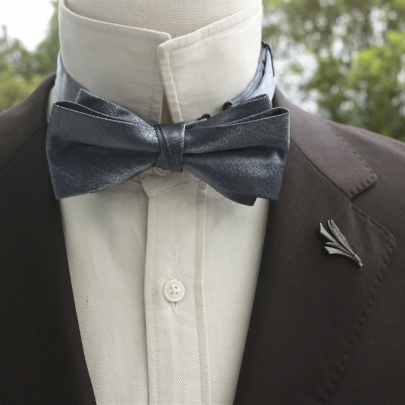 Nœud papillon double épaisseur de couleur unie pour homme