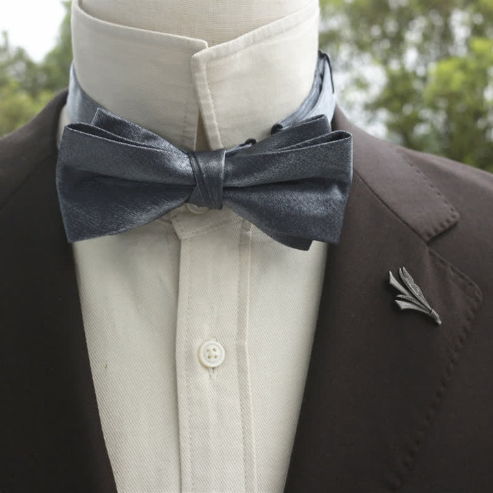 Nœud papillon double épaisseur de couleur unie pour homme