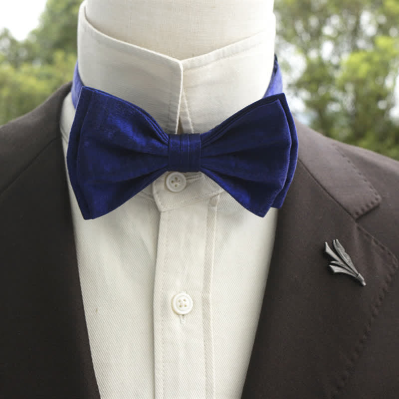 Nœud papillon double épaisseur de couleur unie pour homme