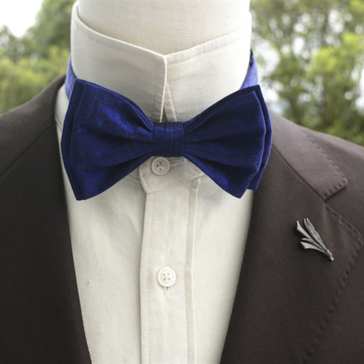Nœud papillon double épaisseur de couleur unie pour homme