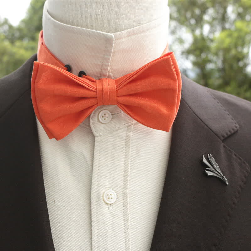 Nœud papillon double épaisseur de couleur unie pour homme