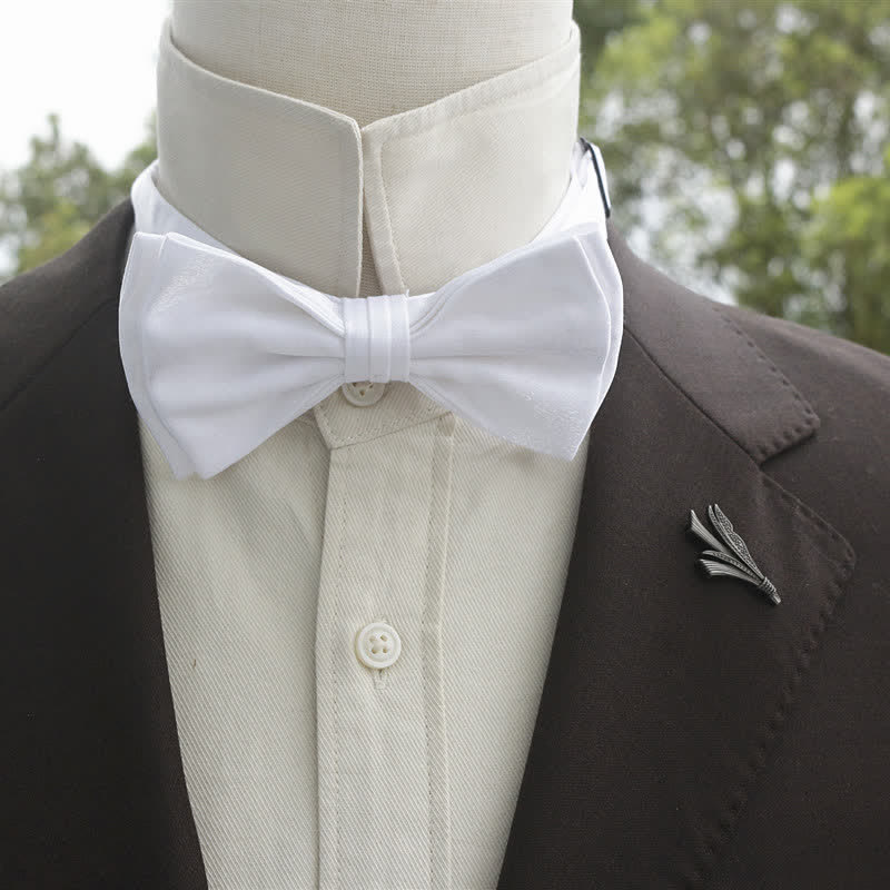 Nœud papillon double épaisseur de couleur unie pour homme