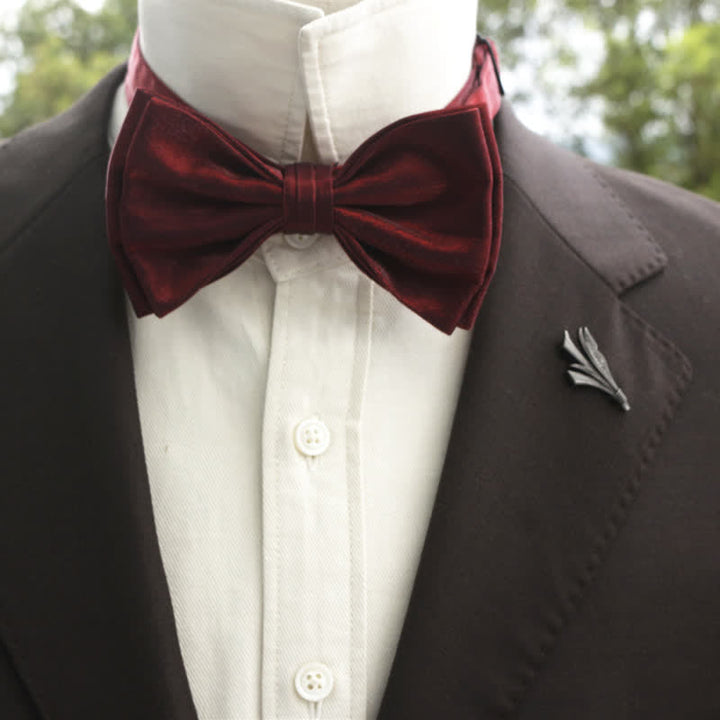 Nœud papillon double épaisseur de couleur unie pour homme