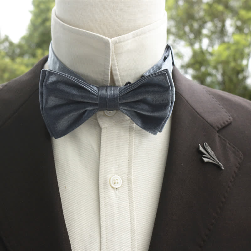 Nœud papillon double épaisseur de couleur unie pour homme