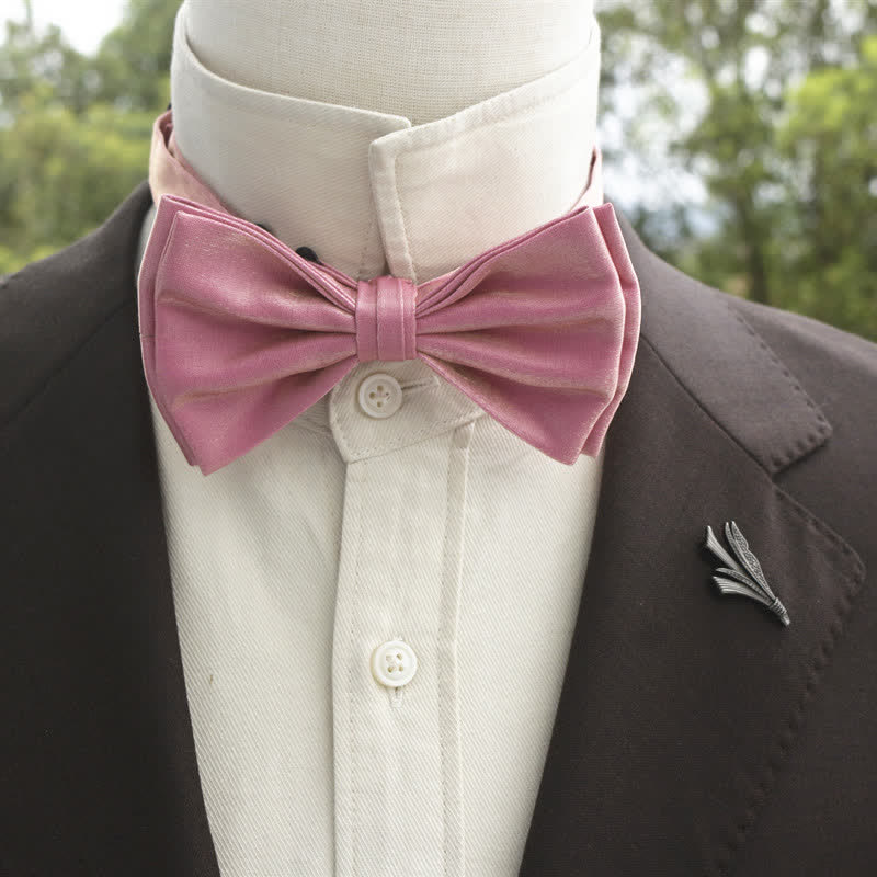 Nœud papillon double épaisseur de couleur unie pour homme