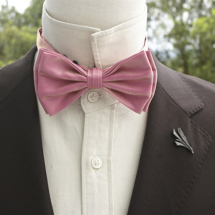 Nœud papillon double épaisseur de couleur unie pour homme