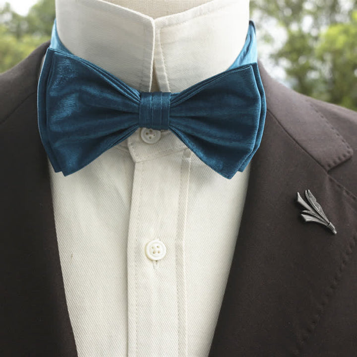 Nœud papillon double épaisseur de couleur unie pour homme
