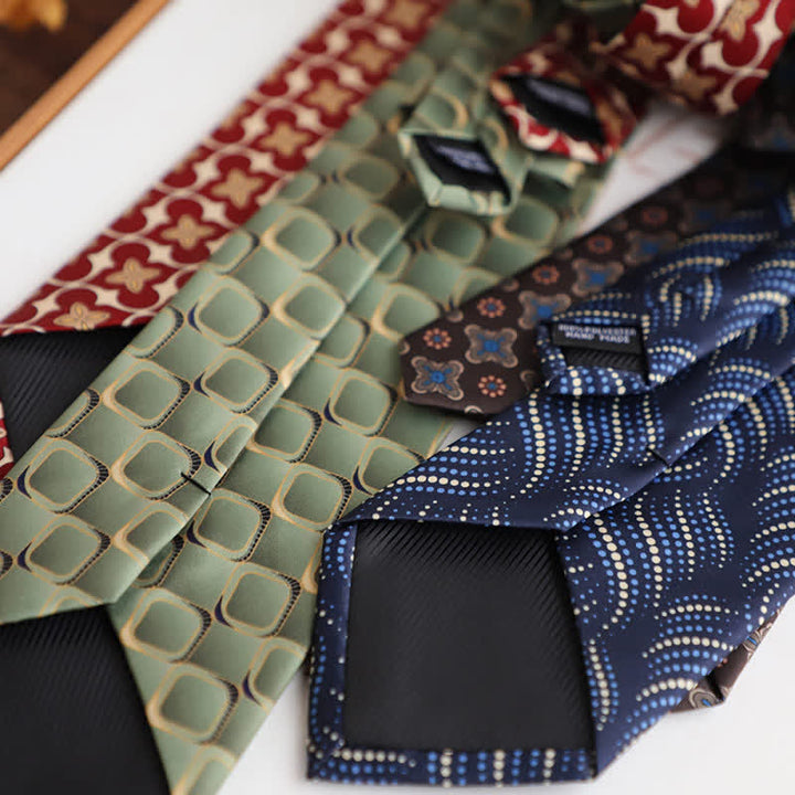 Cravate à motif géométrique vintage pour homme
