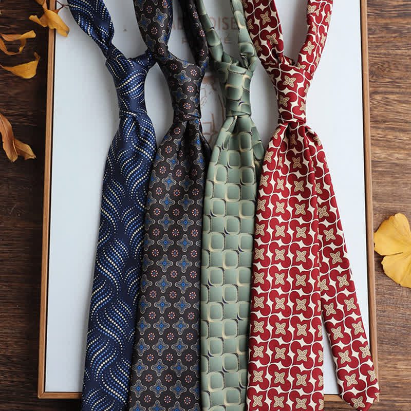 Cravate à motif géométrique vintage pour homme