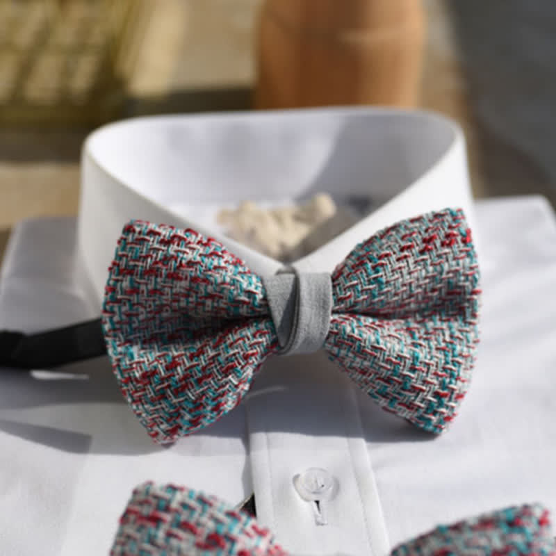 Nœud papillon tissé pour homme, mélange de couleurs gris, rose et bleu