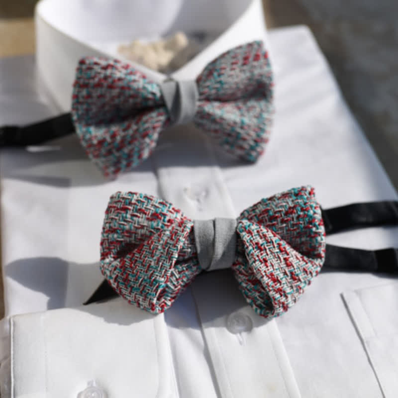 Nœud papillon tissé pour homme, mélange de couleurs gris, rose et bleu