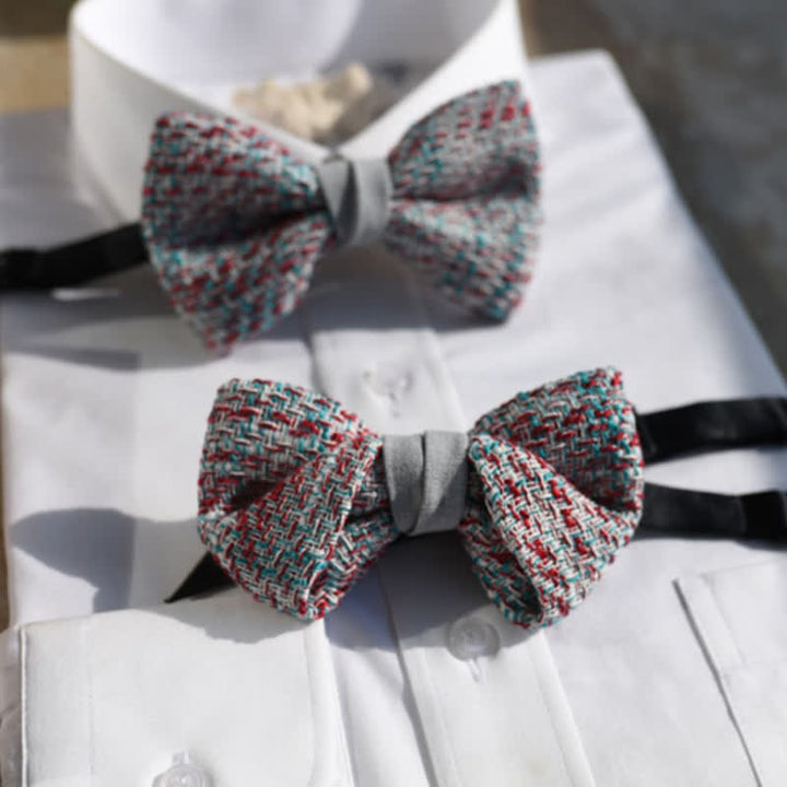 Nœud papillon tissé pour homme, mélange de couleurs gris, rose et bleu