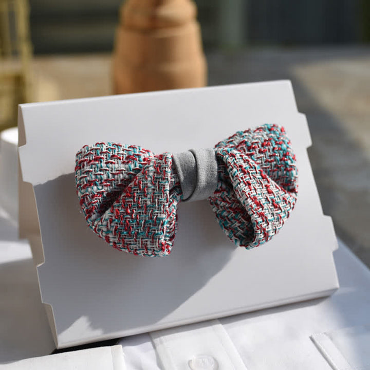 Nœud papillon tissé pour homme, mélange de couleurs gris, rose et bleu