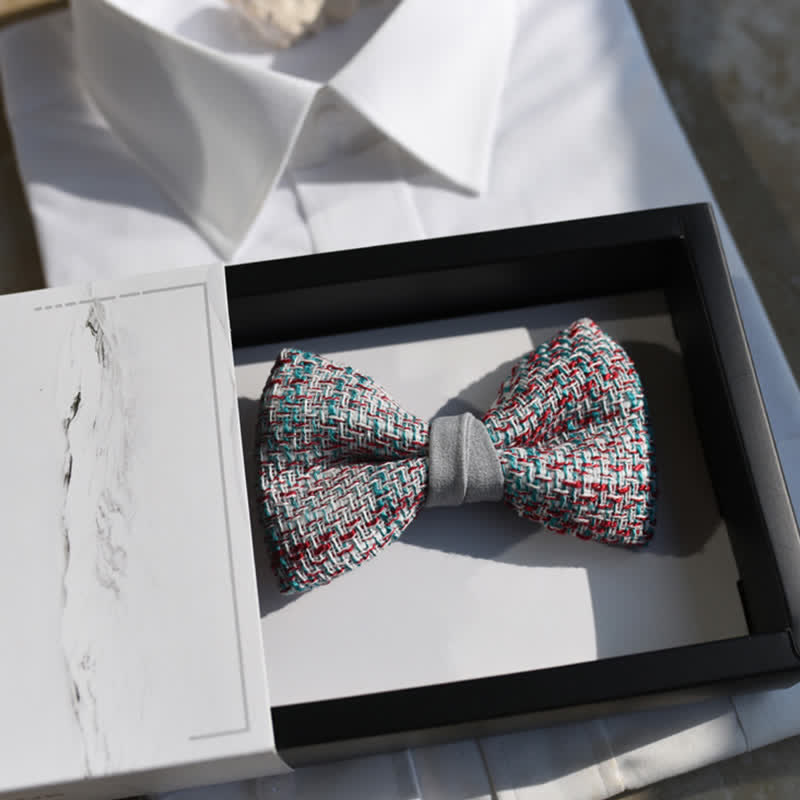 Nœud papillon tissé pour homme, mélange de couleurs gris, rose et bleu