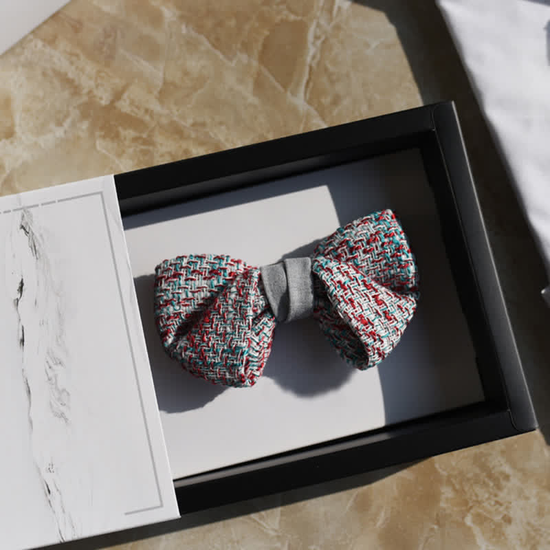 Nœud papillon tissé pour homme, mélange de couleurs gris, rose et bleu