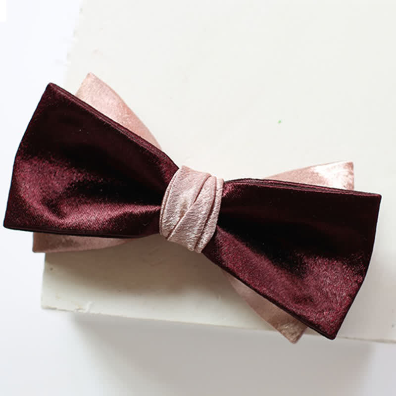 Nœud papillon double épaisseur rose brillant et bordeaux pour homme