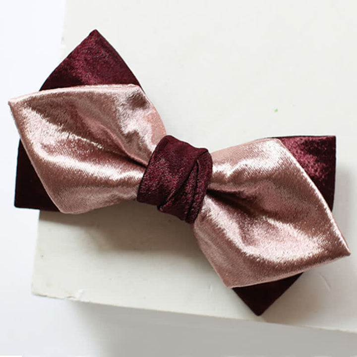 Nœud papillon double épaisseur rose brillant et bordeaux pour homme