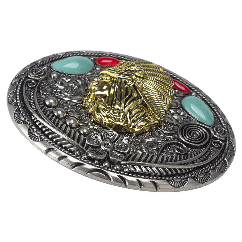 Ceinture en cuir de style indien de campagne turquoise pour homme
