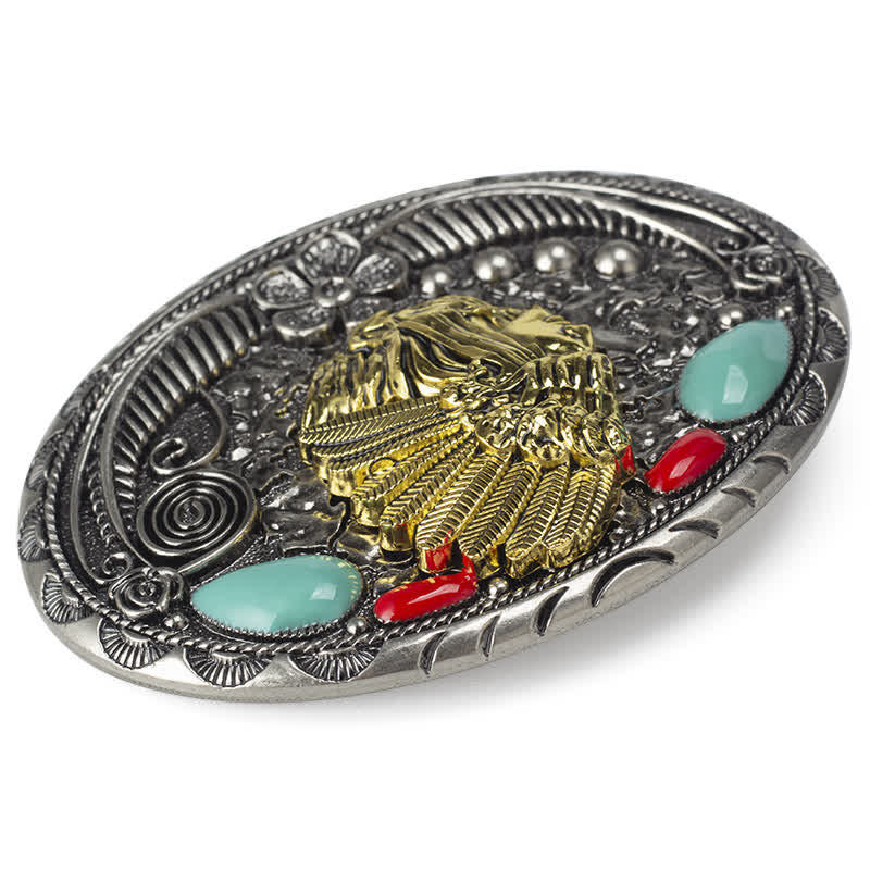 Ceinture en cuir de style indien de campagne turquoise pour homme