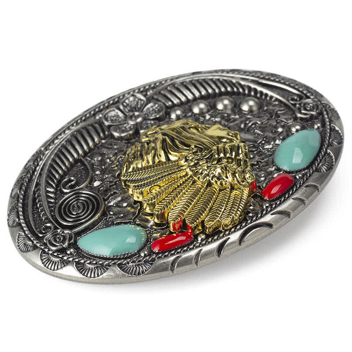 Ceinture en cuir de style indien de campagne turquoise pour homme