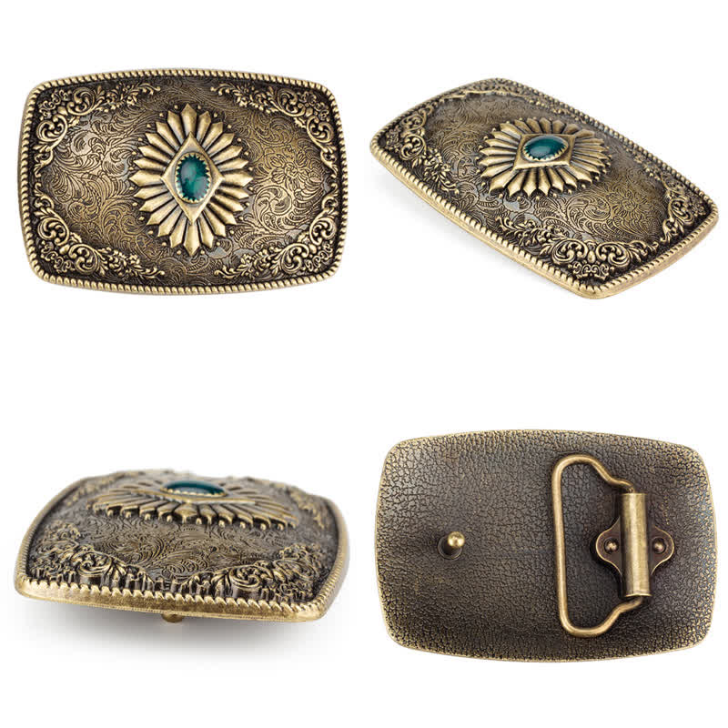 Ceinture en cuir à boucle automatique pour homme avec motif floral gravé