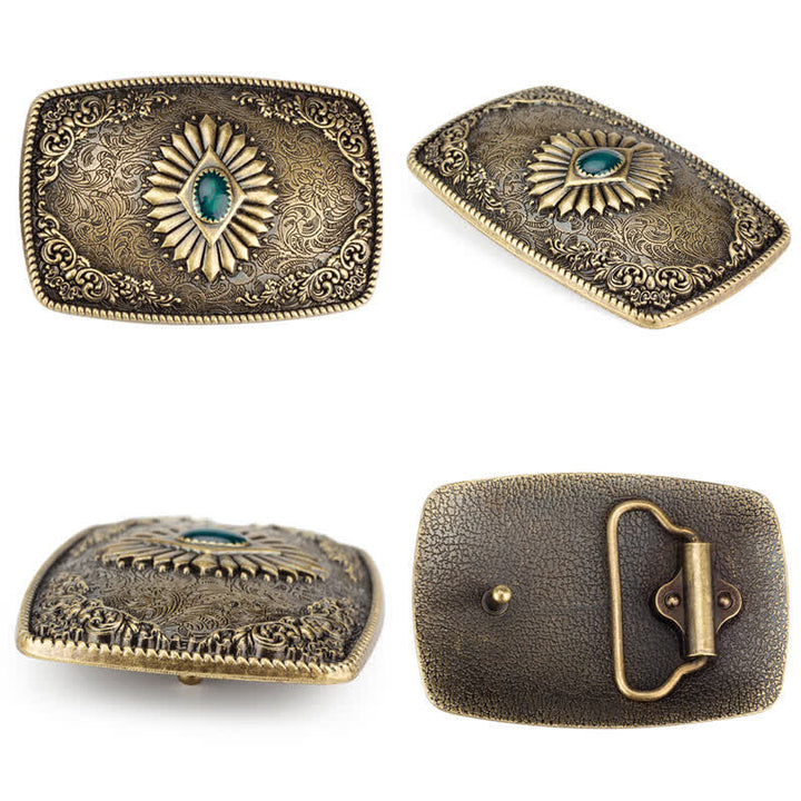Ceinture en cuir à boucle automatique pour homme avec motif floral gravé