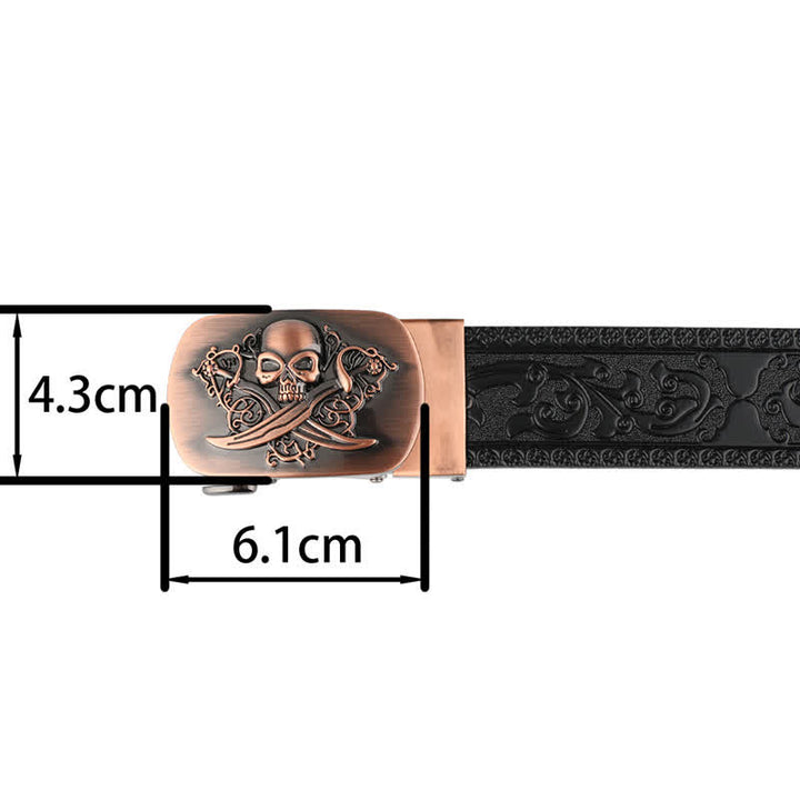 Ceinture en cuir à boucle automatique pour homme avec tête de fantôme