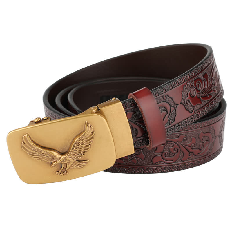 Ceinture en cuir à boucle automatique Flying Eagle pour homme